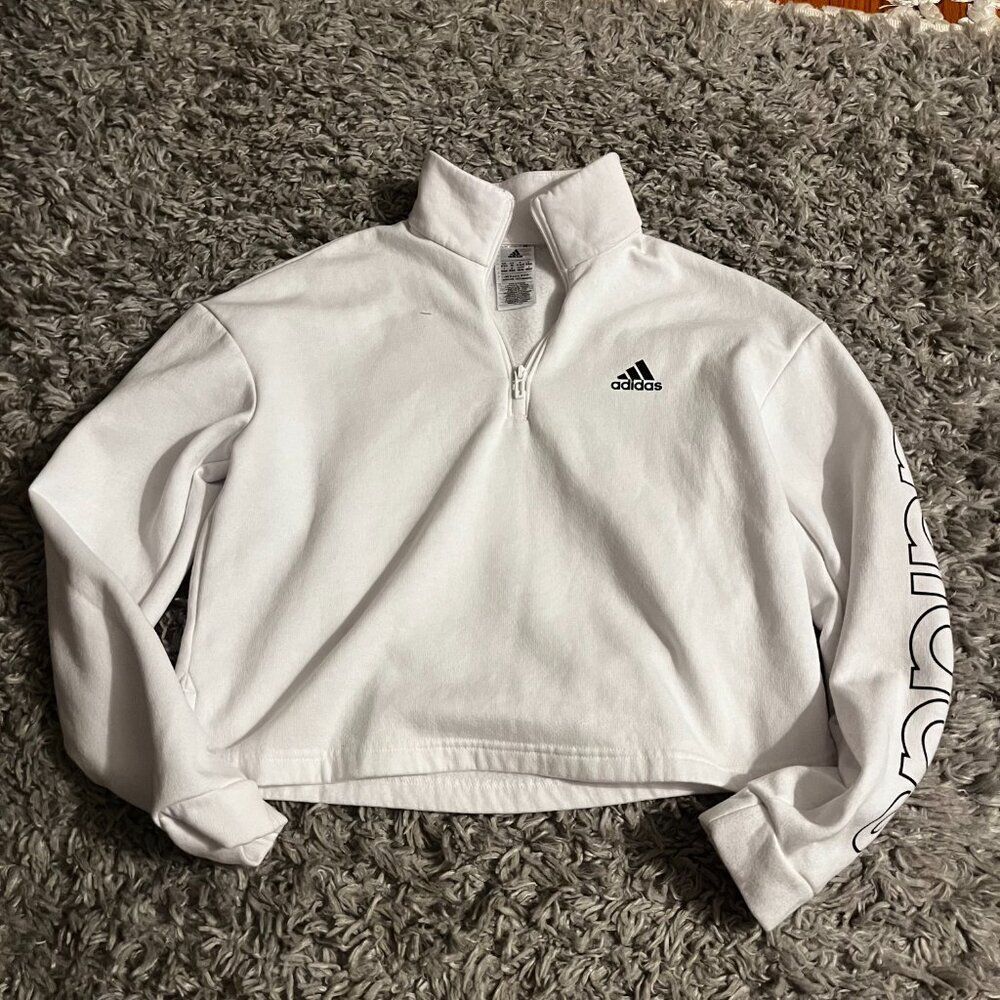 Adidas white half zip sweatshirt size medium